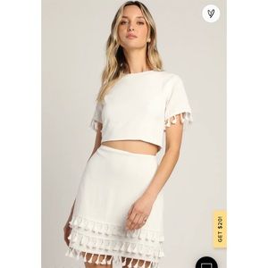 🤍LULU’S Tasseled skirt set 🤍 WHITE 🤍
